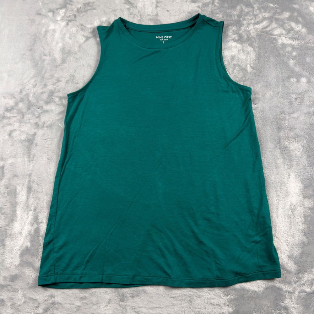 Nine West Soft Spun Forest Green Sleeveless Crew Neck Tank Top Small